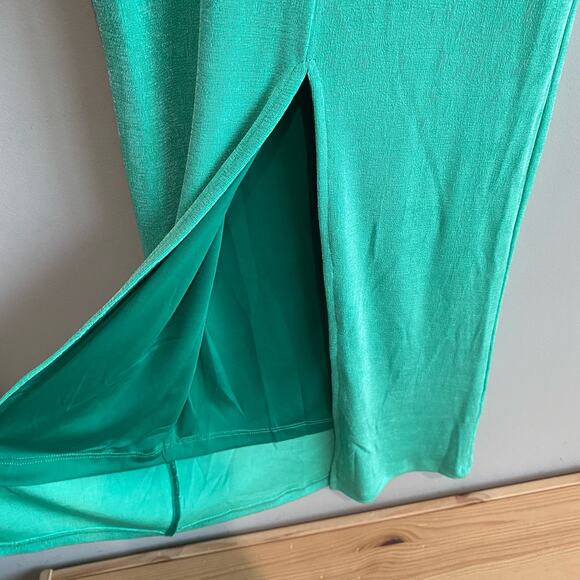 Princess Polly Amelia Midi Skirt Stretch Pull On Green 4 - Picture 7 of 8